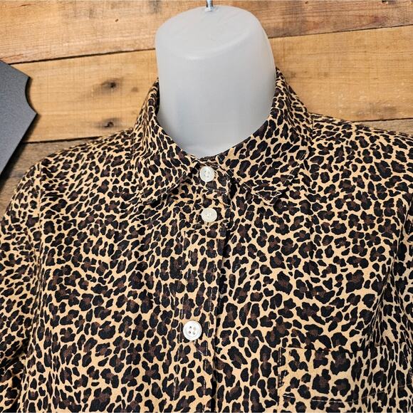 J. Crew women's animal print causal button up shirt size M - Picture 4 of 14